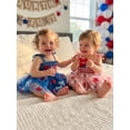 thumbnail image 5 of BemeyourBBs Toddler Baby Girls 4th of July Outfit Newborn Baby Girl Patriot Independence Day Romper Dress Summer Clothes USA Flag Embroidery Sleeveless Tie-up Smocked Dress Jumpsuit Bodysuit Playsuit, 5 of 9