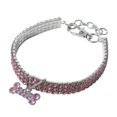 thumbnail image 1 of 3 Rows Of Rhinestone Stretch Pet Necklace Dog Chain Cat Crystal Collar, 1 of 2