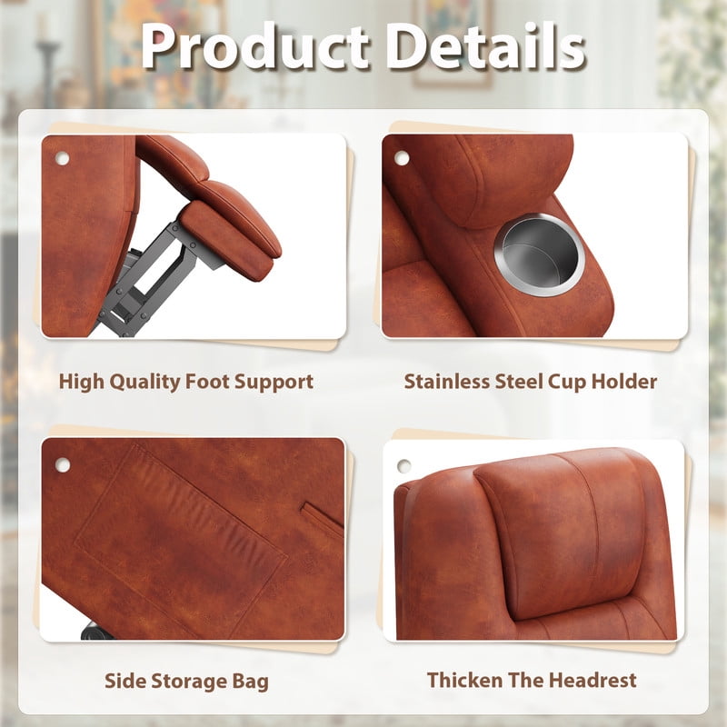 Vineego power lift recliner chairs massage Single sofa chair with cup holder for elderly,Brown