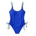 thumbnail image 4 of Daiosportswear Women's Slimming Solid Swimsuit, Side Tie Bathing Suit for Beach Vacation Blue L(L), 4 of 5