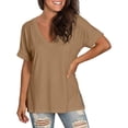 thumbnail image 3 of Xijirk Women's V-Neck Tunic T-Shirt Loose Fit Short Sleeve with Side Slits Casual Summer Top for Daily Wear,M, 3 of 7