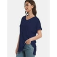 thumbnail image 5 of Women's Tshirts Casual V Neck Short Sleeve Loose Summer Tunic Tops, 5 of 6