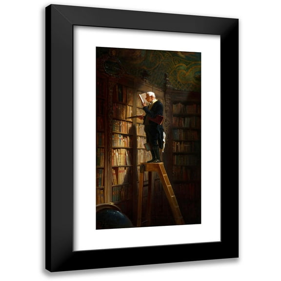 Carl Spitzweg 10x14 Black Modern Framed Museum Art Print Titled - The Bookworm (circa 1851)