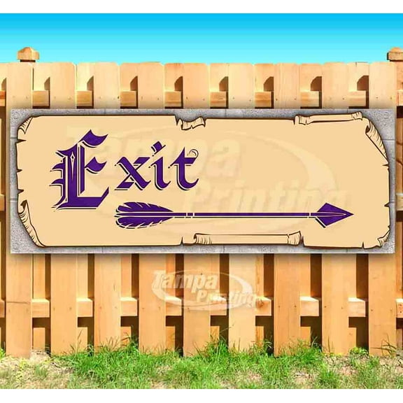 Exit Arrow 13 oz Vinyl Banner With Metal Grommets