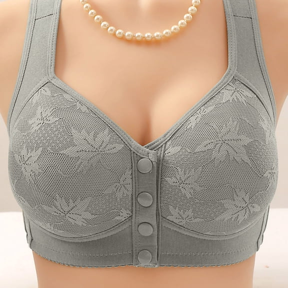 Tbopshirt Front Closure Wireless Bra Plus Size,Bras for Women,Fashion Non Magnetic and Non Steel Ring Gathered Bra with Thin Cup and Adjustable Lace Bra Underwear Push Up Bras