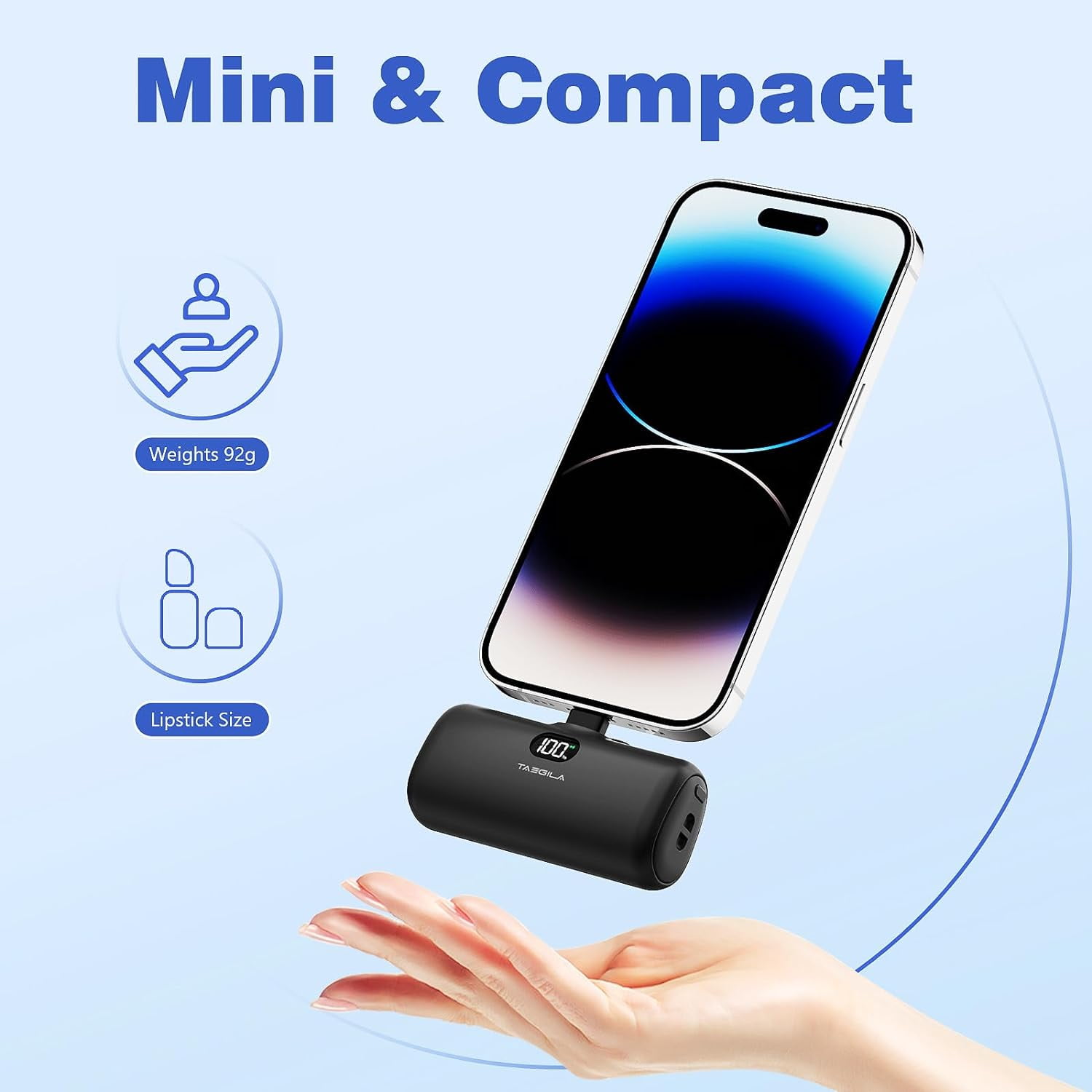 MFi Certified 5000mAh Charger with Built-in Cable, Stand