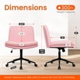 thumbnail image 2 of Orange Factory Criss Cross Chair with Wheels Comfy Wide Vanity Desk Chair Dual Base Leather Armless Adjustable Swivel for Home Computer Task (Pink Pu, Faux Leather), 2 of 7