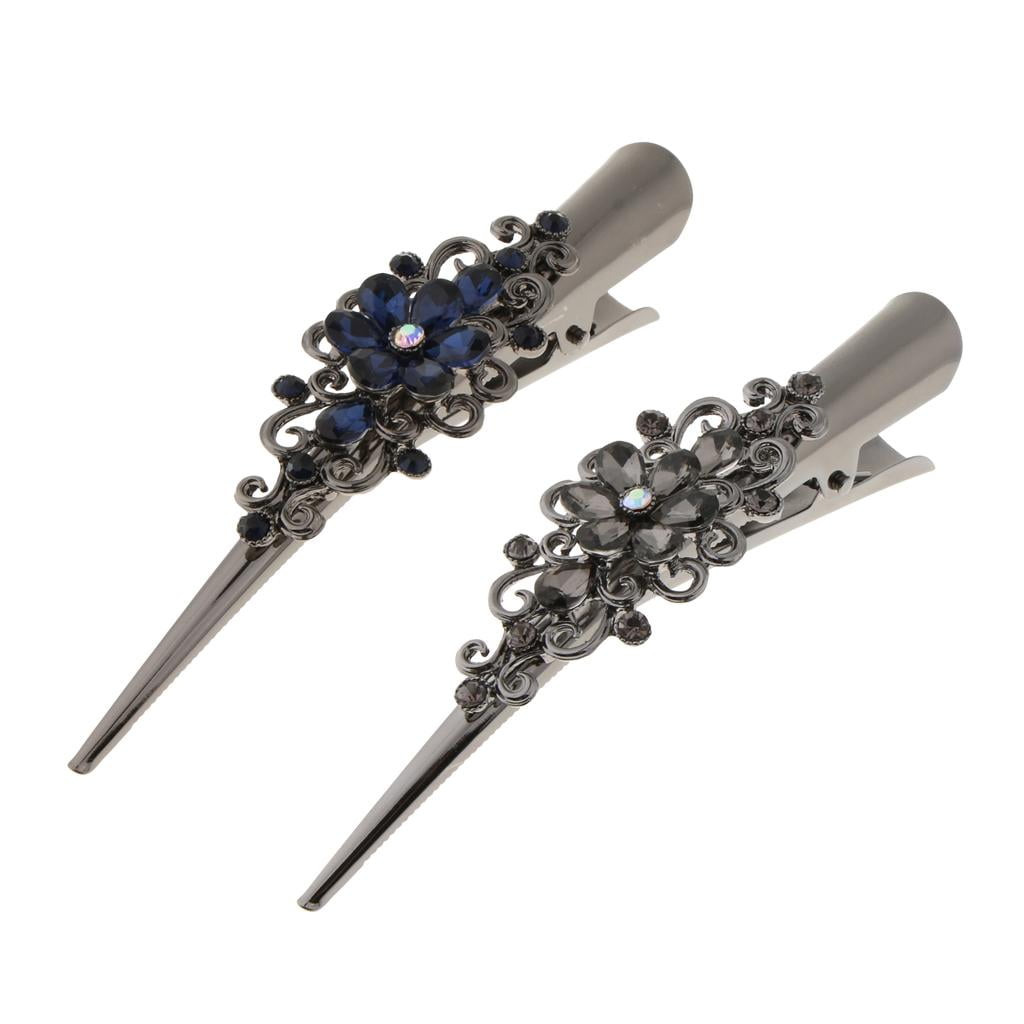 2pcs Rhinestone Flowers Crocodile Alligator Hair Barrette Barrette DIY