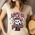 thumbnail image 4 of Let's Go Ghouls Shirt Pink Cowgirl Ghost Halloween Western Graphic Tee, Natural, Size S, 4 of 6