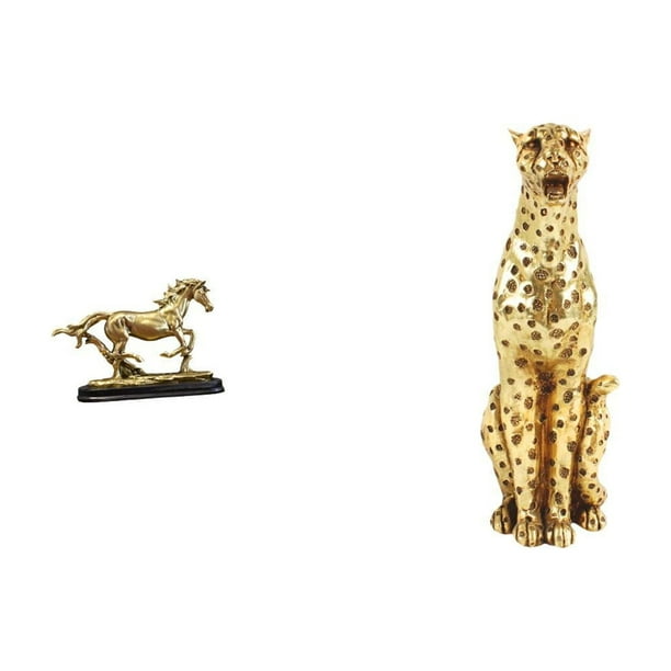 Figura de caballo,Figura coleccionable de caballo en miniatura,Adorno de caballo de resina,estatua de animal,decoración para el hogar,Figura de guepardo,Figura de guepardo dorado,adorno