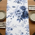 thumbnail image 5 of Blue Floral Art 70 Inch Table Runner, Watercolor Botanical Spring Flowers Farmhouse Dresser Scarf Cotton & Linen Tablerunner for Dining/Kitchen Island/Holiday Party Décor 13" x 70", 5 of 9