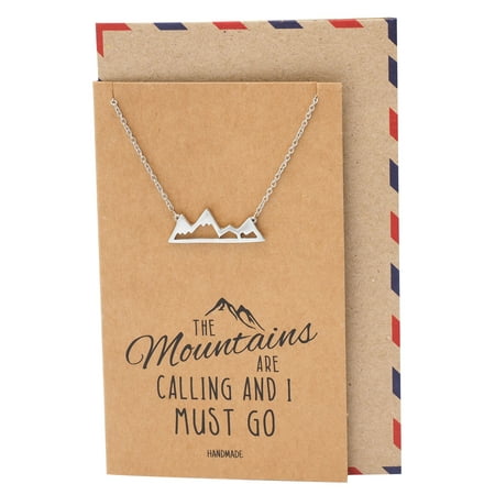 - Quan Jewelry Necklace for Women, Adventure and Outdoor Lovers, Mountains Jewelry Gift with Greeting Card