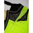 thumbnail image 4 of iiniim Girls Gymnastics Dance Leotard Figure Skating Bodysuit Rhinestones Long Sleeve Jumpsuit Ballet Dancewear Fluorescent Yellow 6, 4 of 7