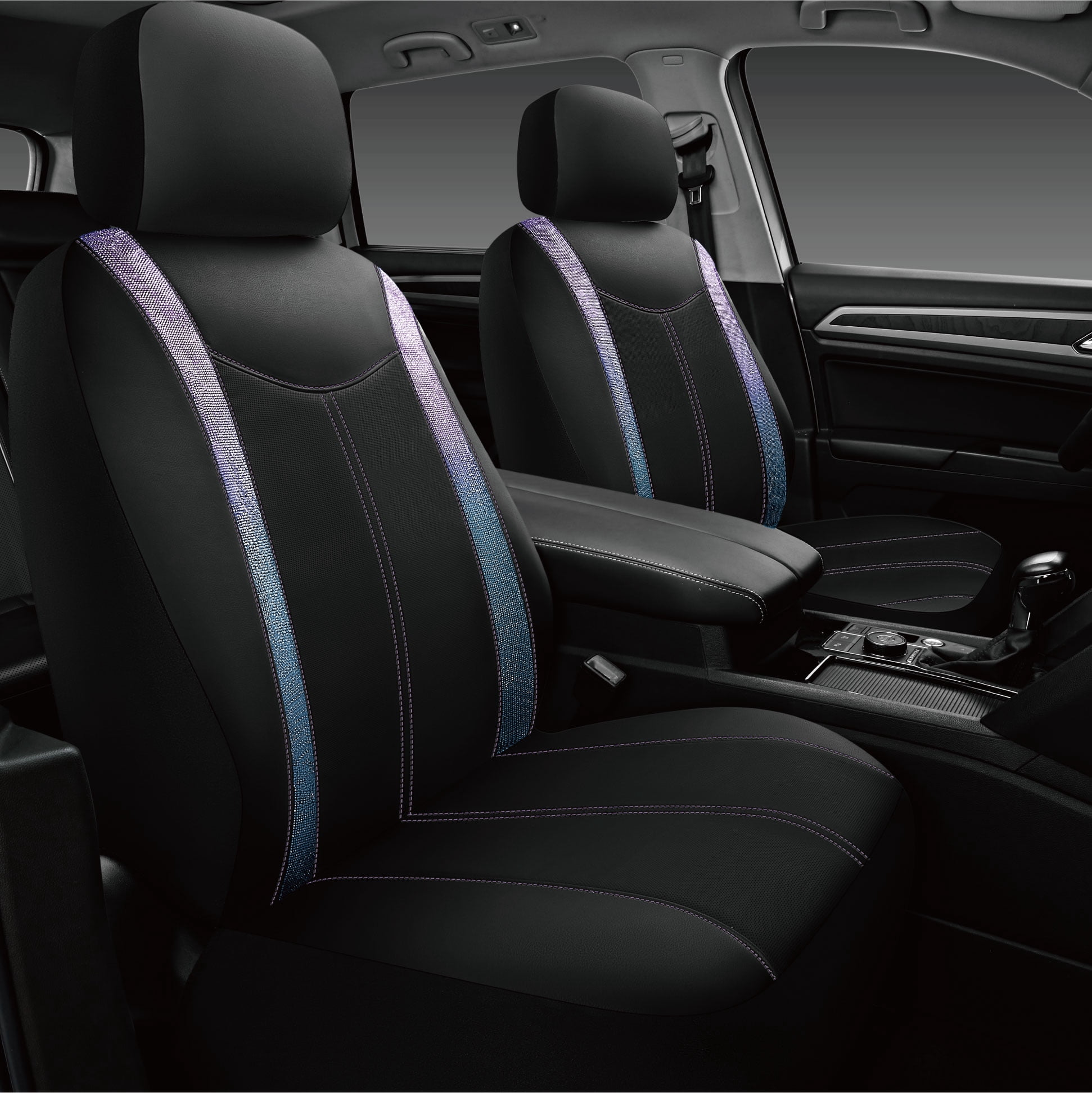 Auto Drive Diamond Leather Car Seat Cover,Luxury Bling Crystal Design,Universal Fit for Cars,SUVs Purple Blue
