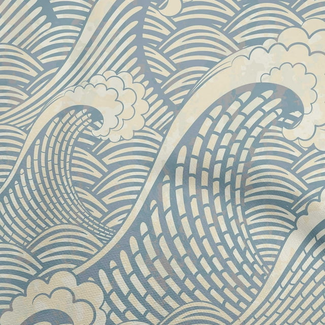 oneOone Cotton Poplin Dusty Blue Fabric Japanese Craft Projects Decor Fabric Printed By The Yard 56 Inch Wide