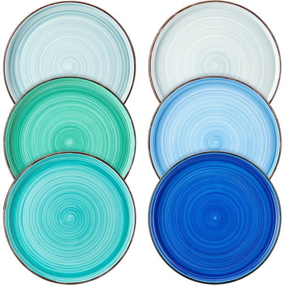 Bonita 8.5 inch Salad Plates, Ceramic Small Dinner Plates Set, Dessert Plates Set of 6, Microwave,Oven and Dishwasher Safe, Blue