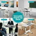 thumbnail image 6 of Tiltable Foldable Standing Desk Adjustable Height, Portable Computer Desk with Wheels, Mobile Sit Stand Small Rolling Laptop Table for Walking Pad, Bike Trainer, White, 6 of 7