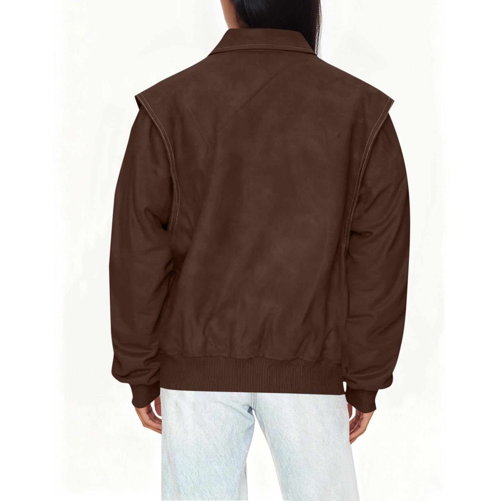 IROINNID Women's Faux Leather Jacket Long Sleeve Front Zip Pocket Biker Moto Jacket