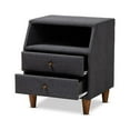 thumbnail image 2 of Baxton Studio Claverie Mid-Century Modern Charcoal Fabric Upholstered 2-Drawer Wood Nightstand, 2 of 5