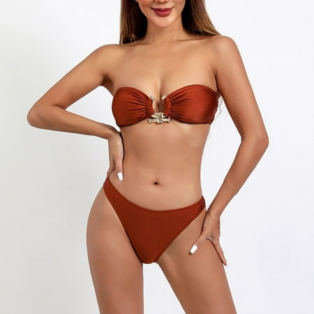 Tawop Swimsuit Women Swimwear Womens Two Piece Bikini Bottoms Clearance Swimsuits for Women Red M