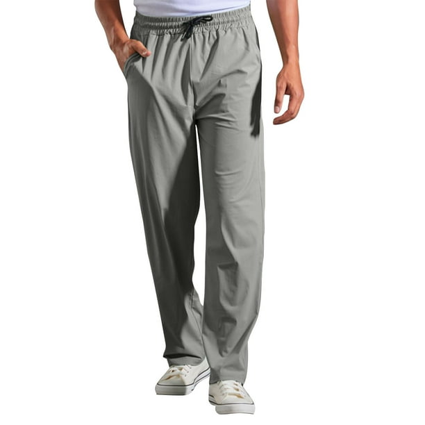 Pantalones de chándal para hombre ligeros con cordón, 3 bolsillos con cremallera y tobillo cónico, tallas M-XL