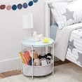 thumbnail image 2 of Basics Round Storage End Table, Side Table with Cloth Basket, Mint Green/Heather Gray, 18 in x 18 in x 19 in, 2 of 7