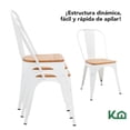 thumbnail image 4 of Silla Tolix Vintage Con Asiento Madera Para Comedor Hogar blanco, 4 of 9