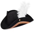 thumbnail image 1 of Sombrero Pirata Juvale Tricornio con Pluma para Halloween, 1 of 3