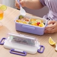 thumbnail image 3 of Injueey Fiambrera Compartimentos portátiles 4 hebillas Trabajador de oficina Adultos Niños Contenedor de alimentos Tapa Organizador del Cocina y Comedor Violeta, 3 of 6