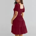 thumbnail image 5 of WEAIXIMIUNG Women Summer Mini Dresses Casual Square Neck Smocked Puff Sleeve Cute Short Dress Summer Dresses for Women 2024 M, 5 of 8