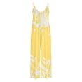 thumbnail image 4 of Women's Loose Sleeveless Jumpsuits Various Flower Print Adjustable Spaghetti Strap Stretchy Long Pant Romper Jumpsuit with Pockets, 4 of 5