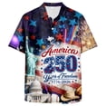 thumbnail image 4 of UngA 250 Anniversary Shirts, American Flag Mens Hawaiian Shirt Short Sleeve 3D Graphic Button Down T-Shirts for Men Holiday Beach Shirts (Dark Blue,3XL), 4 of 6