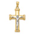 thumbnail image 1 of 14k Yellow and White Gold Two-tone Crucifix Pendant Length 34mm, 1 of 2