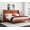 Burnt Orange, variant on Allewie Queen Size Fabric Upholstered Platform Bed Frame with Wingback Headboard, Light Grey