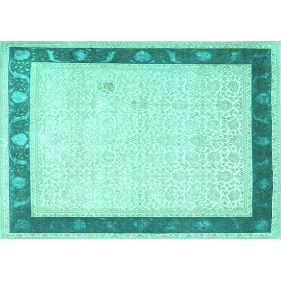 Ahgly Company Indoor Rectangle Persian Turquoise Blue Traditional Area Rugs, 3' x 5'