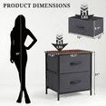 thumbnail image 3 of Nightstand, End Table Side Table with 2 Fabric Drawers Bedside Table for Bedroom, Closet, Dorm, Grey, 3 of 6
