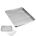 thumbnail image 1 of Bandeja para hornear con juego de rejilla para enfriar, bandejas para hornear de acero inoxidable, bandeja para horno tostador con rejilla para enfriar, 1 of 8