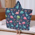 thumbnail image 5 of DarkBlue Cartoon Dinosaurs Explorer Pattern Hooded Bath Towel，60"x35" for Ages 3 To 12 Kids, Quick Dry Lightweight Soft Microfiber Hood Beach Towel Cover Up for Kids, 5 of 7