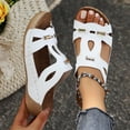 thumbnail image 2 of Women's Cutout Metal Accent Wedge Slide Sandals, Open-Toe Bohemian Platform Slip-On Summer Slippers, 2 of 9
