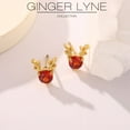 thumbnail image 3 of Rudolph Reindeer Earrings for Women Gold Plated Stainless Steel Stud Red CZ by Ginger Lyne, 3 of 8