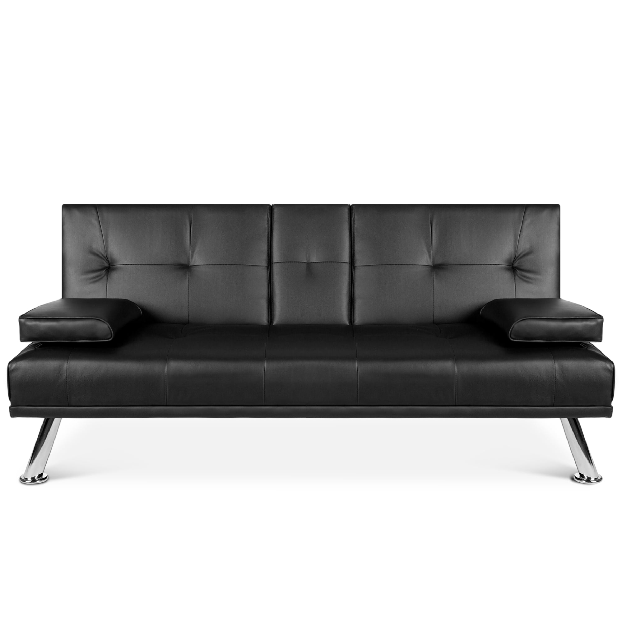 Best Choice Products Modern Entertainment Futon Sofa Bed Fold Up & Down Recliner Couch With Cup