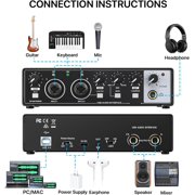 EBXYA Audio Interface USB C 2 In 2 Out Recording Bundle, Black Metal with 48V Phantom Power & Zero-Latency Monitoring for Home Studio, Podcasting & Gaming/Voice Chat Setup