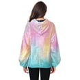 thumbnail image 2 of Iauyy Women's (s-xl) Pockets Fuzzy Sweatshirt -Double Plush Run Loose-fitting Hooded Sweater Design Wind Warmth for Sport Casual Leisure Jogging,Rainbow-colored and Shining, 2 of 8