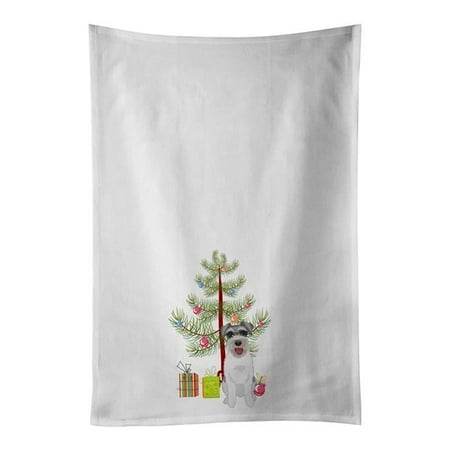 Carolines Treasures WDK3155WTKT 28 x 19 in. Unisex Schnauzer Salt & Pepper No.3 Christmas White Dish Towels Kitchen Towel - Set of 2