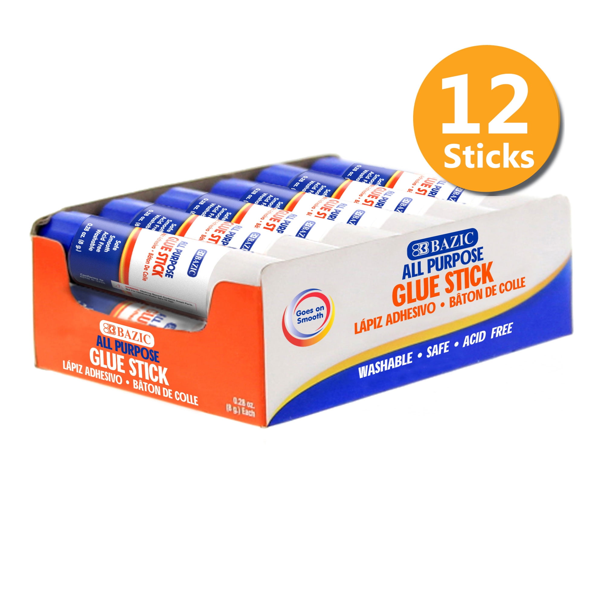 BAZIC 8g/0.28 Oz. Premium Small Glue Stick, White MultiPurpose Acid