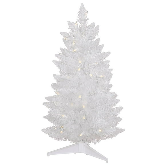 Vickerman 30" Sparkle White Spruce Pencil Artificial Christmas Tree, Clear Dura-lit Incandescent Lights