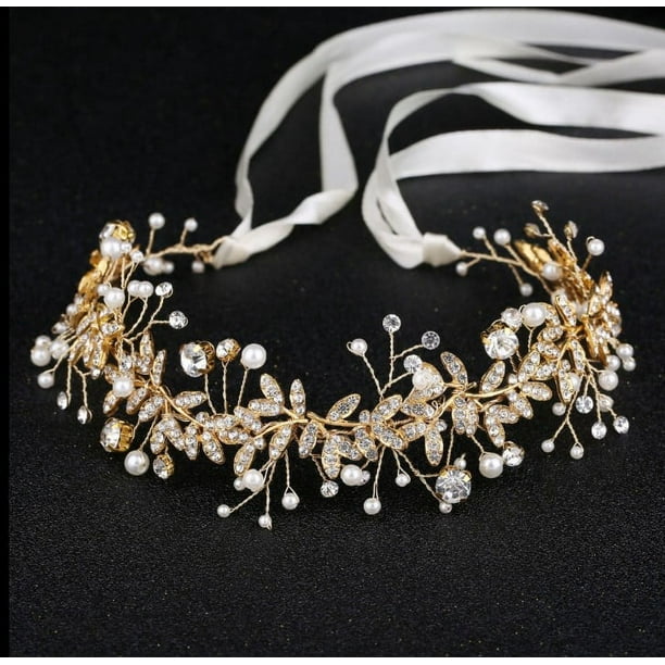 Tocado de cristal blanco hecho a mano para dama de honor, vestido de novia, corona, accesorios para el cabello, diadema con flores de perla