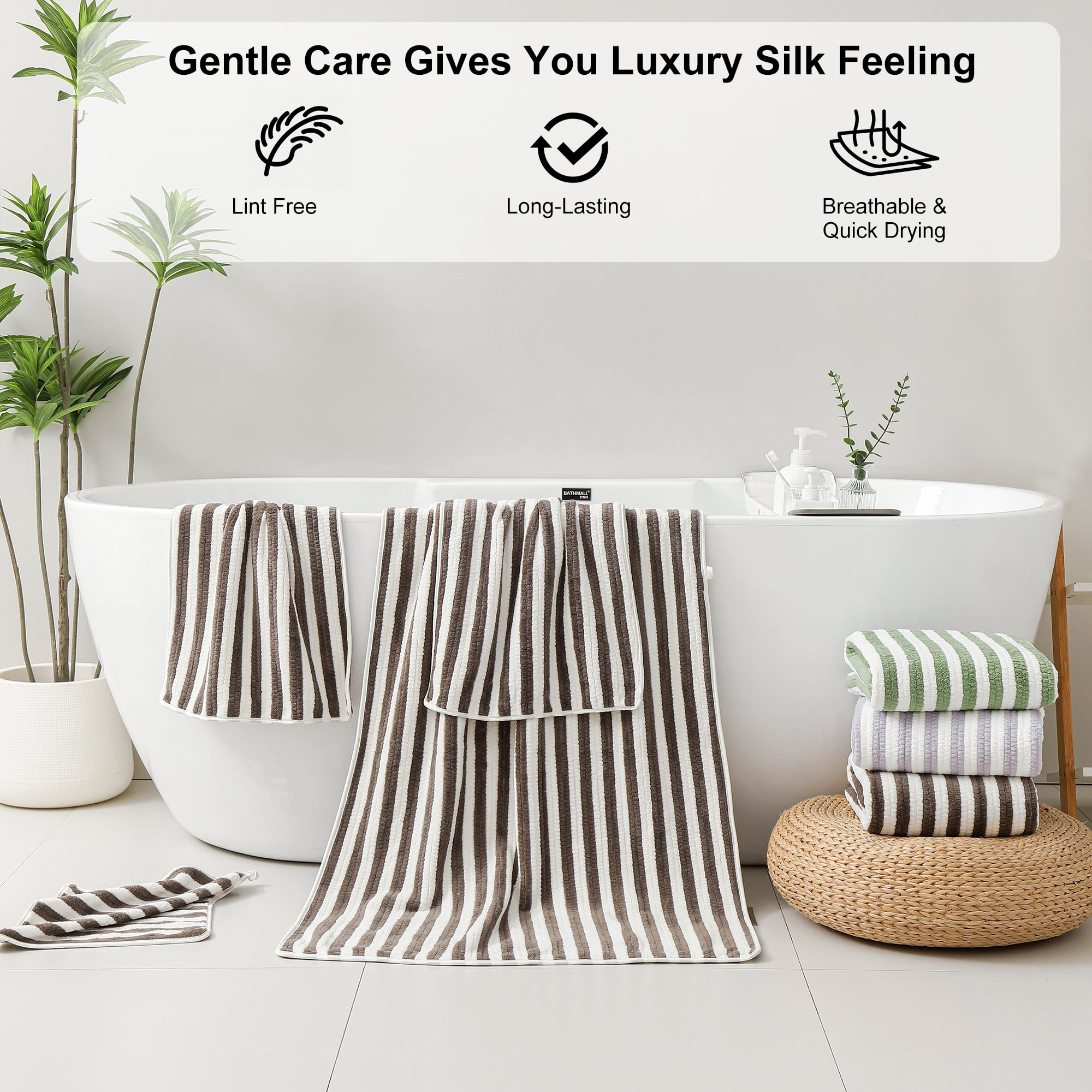Jessy Home 6 Piece Dark Brown Bath Towel Set for Bathroom-2 Bath Towels,2 Hand Towels,2 Washcloths Soft and Plush Highly Absorbent Towel for Hotel & Spa