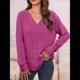 thumbnail image 4 of Camisas Tipo Túnica de Punto con Cuello en V, Larga y Botones Decorativos, Informales, Lisas, Suaves para Mujer Rosa Roja XXL, 4 of 9