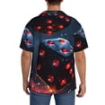 thumbnail image 3 of Fotbe Cosmic Red Sparkle Dice Camisa Estampada de Manga Corta para Hombre, Casual de Verano, Estilo Playero, Sin Arrugas-XX-Large, 3 of 5